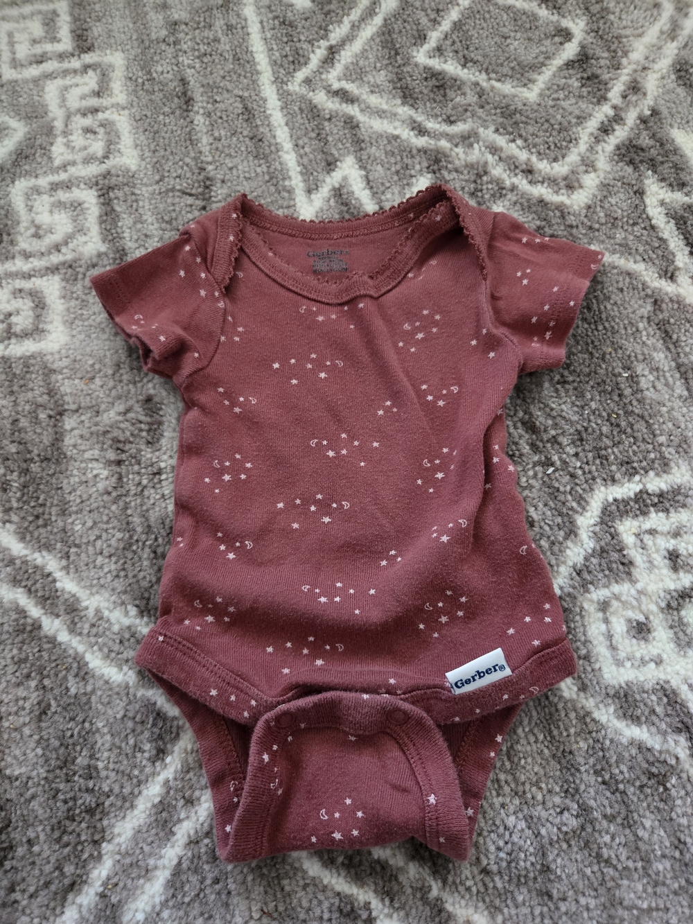 Gerber Baby Girls' Short-Sleeve One-Piece in Dusty Rose Newborn